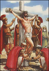 Jesus being nailed to the cross