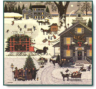 Charles Wysocki - Cape Cod Christmas - 1982 Christmas Print